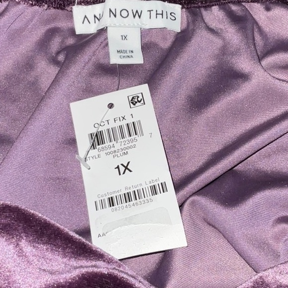 And Now This Women’s Trendy Plus Size Puff-Sleeve Velvet Top 1X Purple NWT - Picture 3 of 6